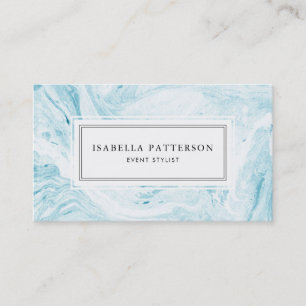 Faux White and Blue Marble Modern Business Card