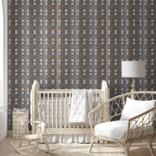 Faux White & Beige Weave Appearance Wallpaper