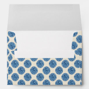 Faux White Blue Glitter Confetti Foil Polka dots Envelope