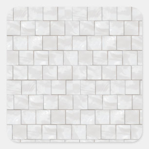 Faux White Decorative Marble Tile Background Square Sticker