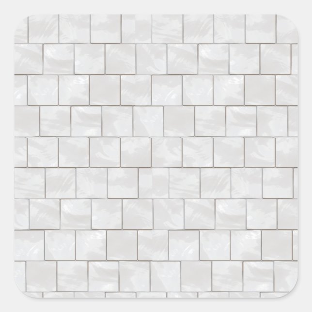 Faux White Decorative Marble Tile Background Square Sticker (Front)