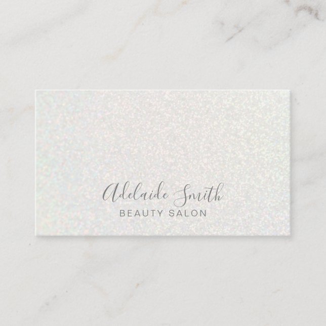 FAUX white glitter background Business Card (Front)