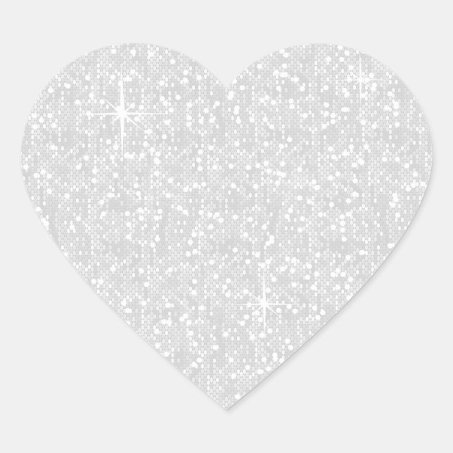 Faux White Glitter Confetti Heart Sticker (Front)