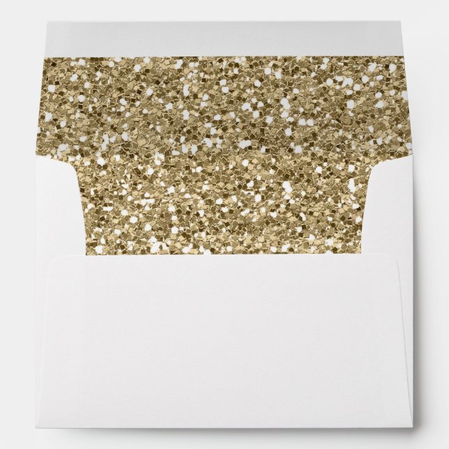 Faux White Gold Glitter Confetti Foil Sparkle Envelope (Back (Bottom))