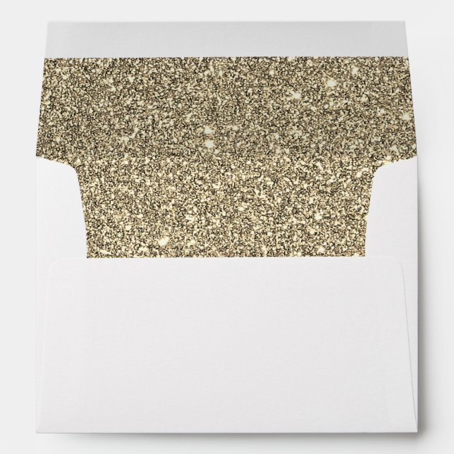 Faux White Gold Glitter Confetti Foil Sparkle Envelopes (Back (Bottom))