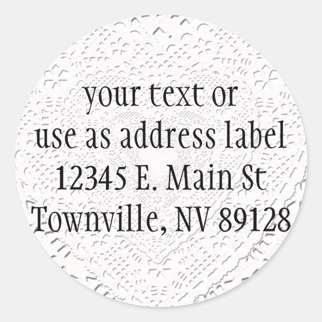 Faux White Lace Fabric Background Classic Round Sticker (Front)