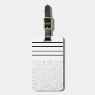 Faux White Lace Fabric Background Luggage Tag