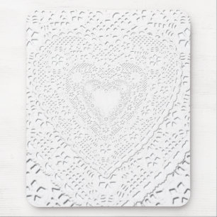 Faux White Lace Fabric Background Mouse Mat