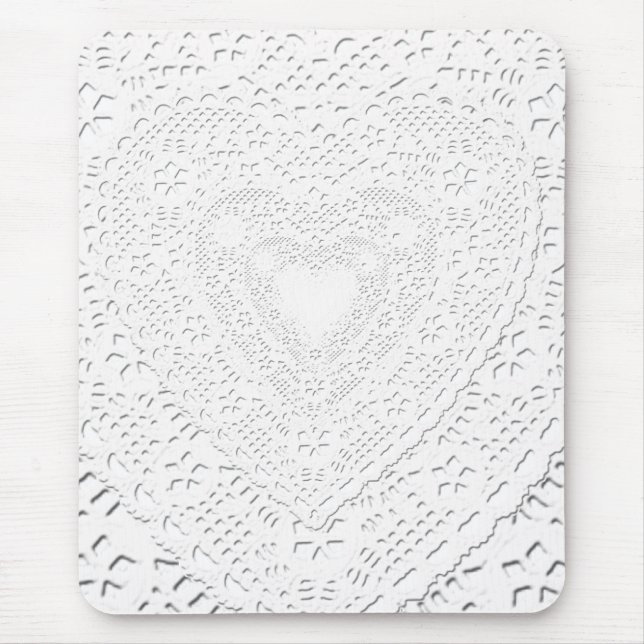 Faux White Lace Fabric Background Mouse Mat (Front)