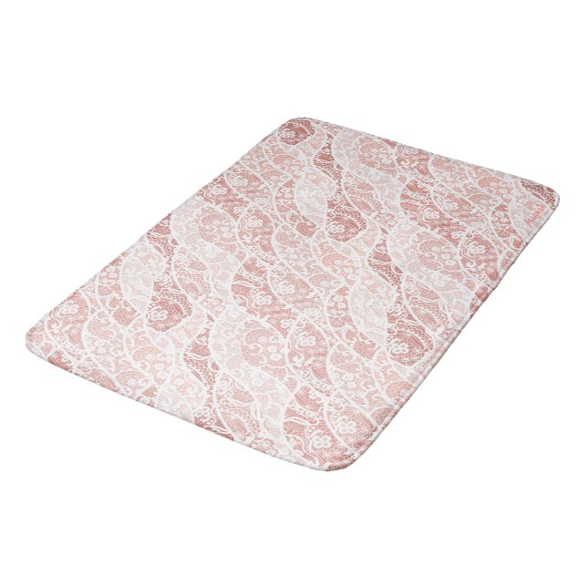 Faux White Lace Fishnet Bath Mat (Angled)