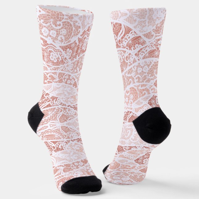 Faux White Lace Fishnet Socks (Angled)