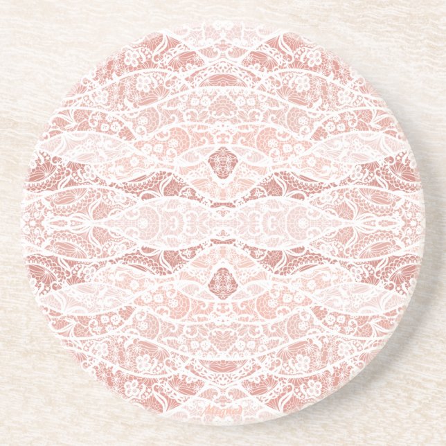 Faux White Lace Floral Fishnet Coaster (Front)