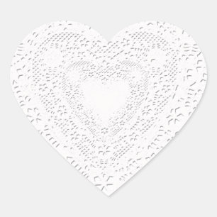 Faux White Lace-Look Heart Sticker