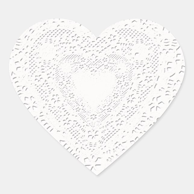 Faux White Lace-Look Heart Sticker (Front)