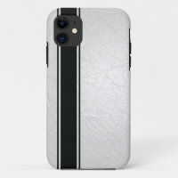 Faux White Leather & Black Stripe iPhone 5s Case