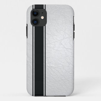 Faux White Leather & Black Stripe iPhone 5s Case