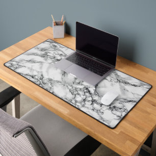 Faux White Marble Design Desk Mat