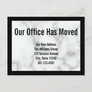 Faux White Marble Office Moving Announcement Postcard