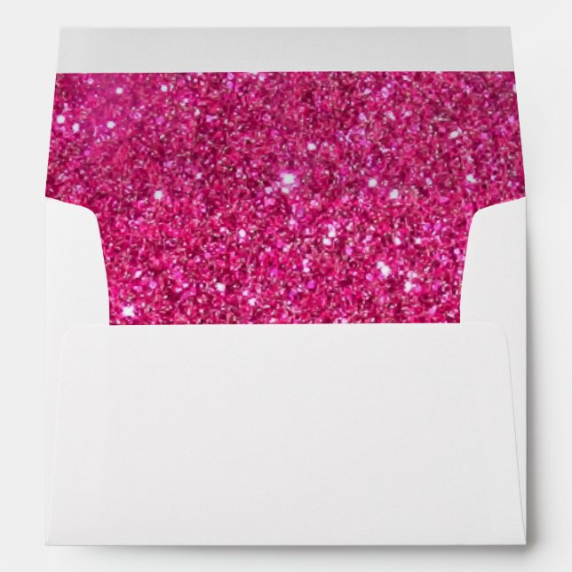 Faux White Pink Glitter Confetti Foil Sparkle Envelope (Back (Bottom))