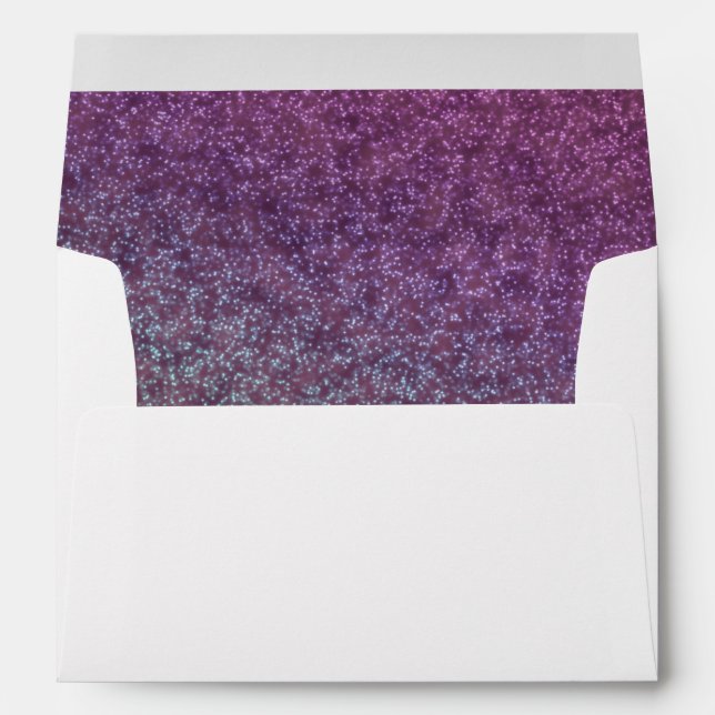 Faux White Purple Rainbow Glitter Confetti Envelope (Back (Bottom))