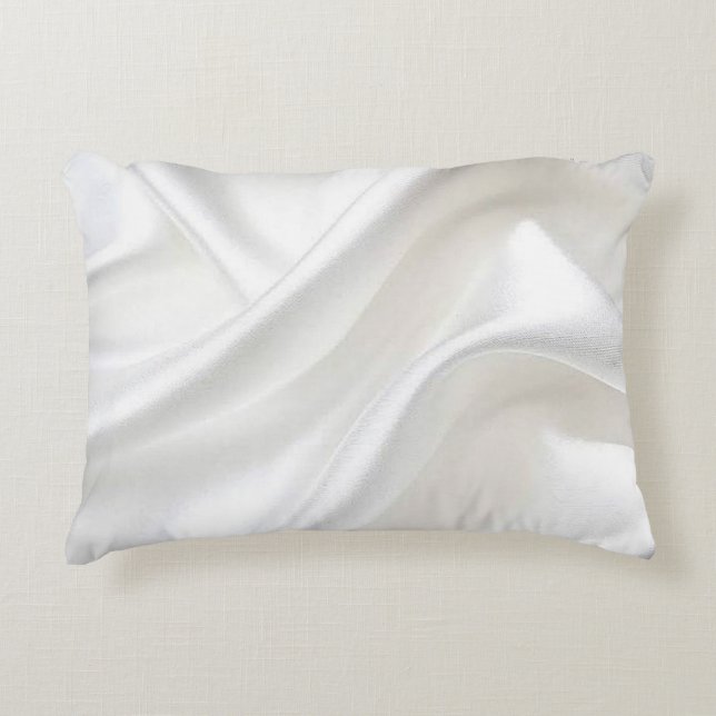 Faux White Satin Accent Pillow (Front)