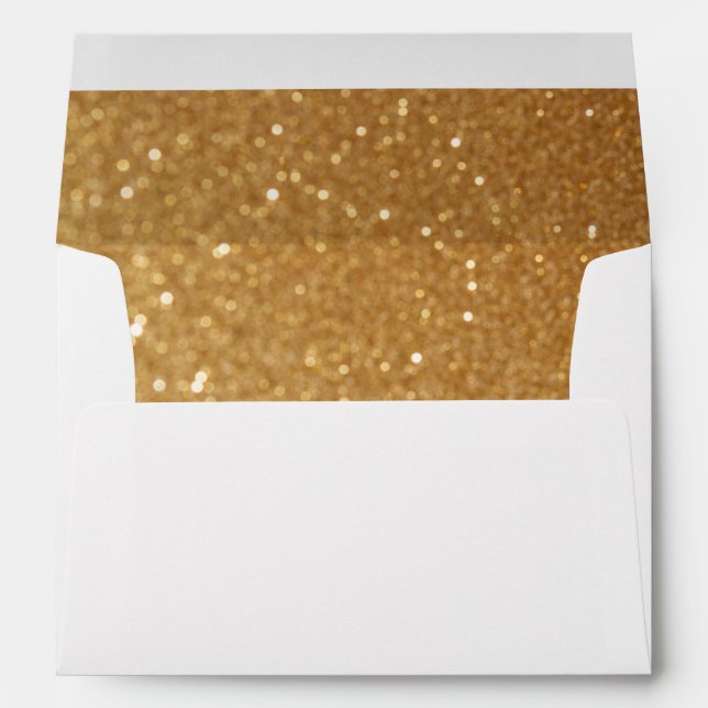 Faux White Silver Glitter Confetti Foil Sparkle Envelope (Back (Bottom))