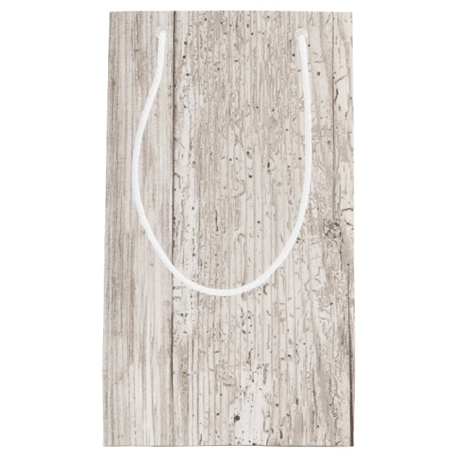 Faux White Weathered Wood Gift Bag (Front)