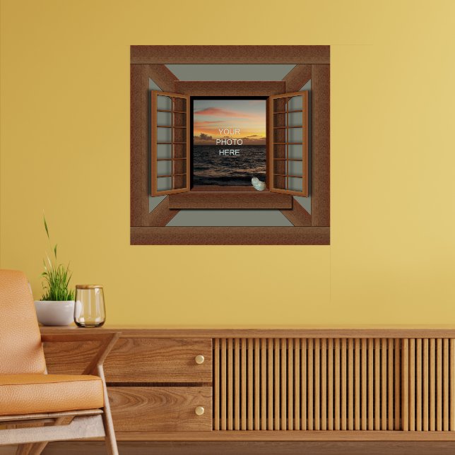 Faux Window Frame Poster Add Your Photo (Living Room 2)
