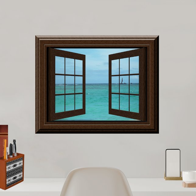Faux Window Poster Aquamarine Ocean Scene Tranquil (Creator Uploaded)