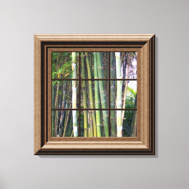 Faux Window Scene Bamboo View Canvas Wall Art (Front)