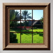 Faux Window Scene Tropical Peaceful Landscape Poster (Front)