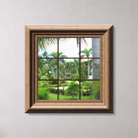 Faux Window Scene Tropical View Canvas Art