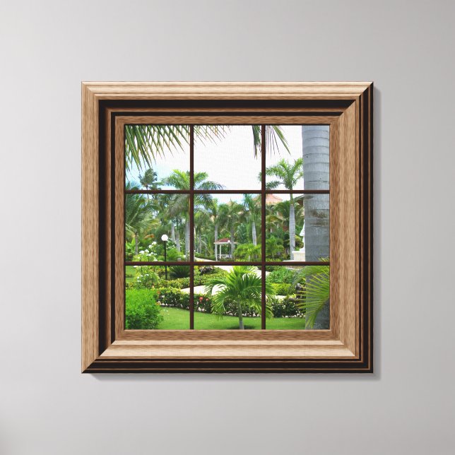 Faux Window Scene Tropical View Canvas Art (Front)