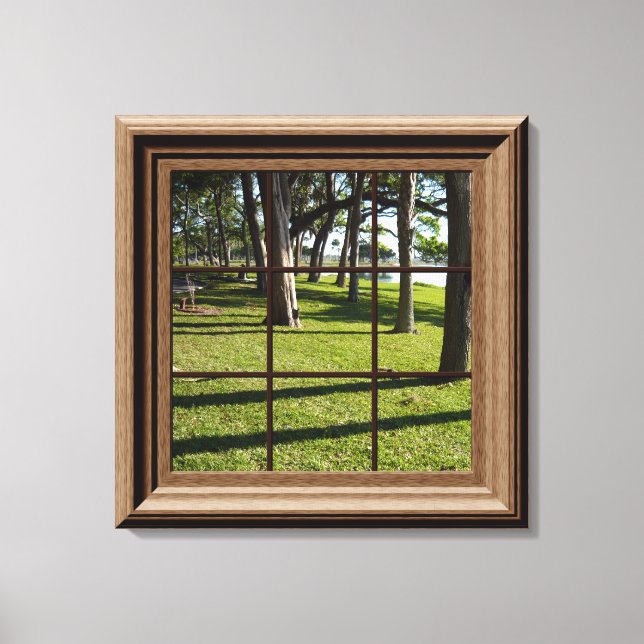 Faux Window View Peaceful Landscape With Trees Canvas Print (Front)