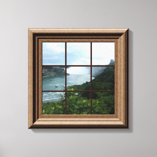 Faux Window View Peaceful Waterfall Niagara Falls Canvas Print (Front)