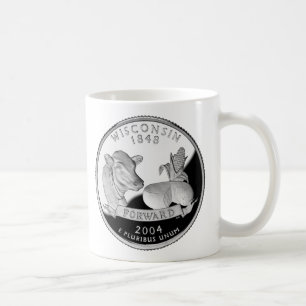 Faux Wisconsin State Quarter Cow Cheese Corn Farm Coffee Mug