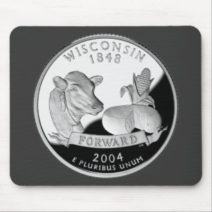 Faux Wisconsin State Quarter Cow Cheese Corn Farm Mouse Mat