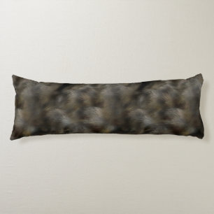 Faux Wolf Fur Hair Grey & Brown Animal skin Body Cushion