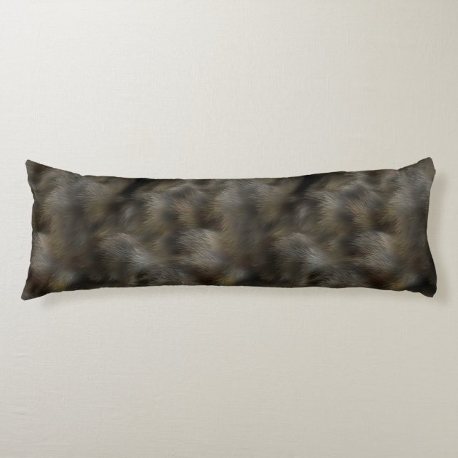 Faux Wolf Fur Hair Grey & Brown Animal skin Body Cushion (Front)