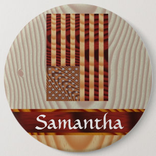 Faux wood American flag 6 Cm Round Badge
