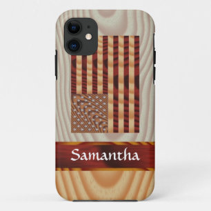 Faux wood American flag iPhone 11 Case