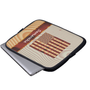 Faux wood American flag Laptop Sleeve