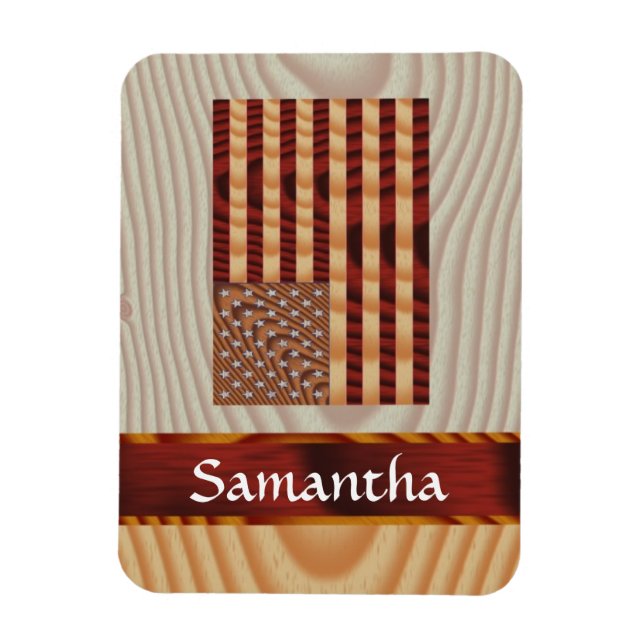 Faux wood American flag Magnet (Vertical)