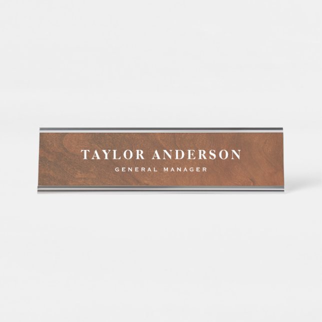 Faux Wood Background Personalised Name Plate (Front)