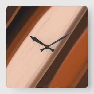 Faux Wood Fancy Striped Square Wall Clock