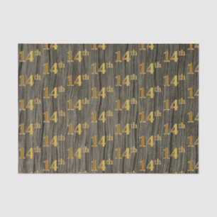 Faux Wood, Faux Gold 14th (Fourteenth) Event Tissue Paper