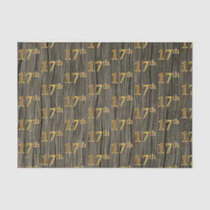 Faux Wood, Faux Gold 17th (Seventeenth) Event Tissue Paper