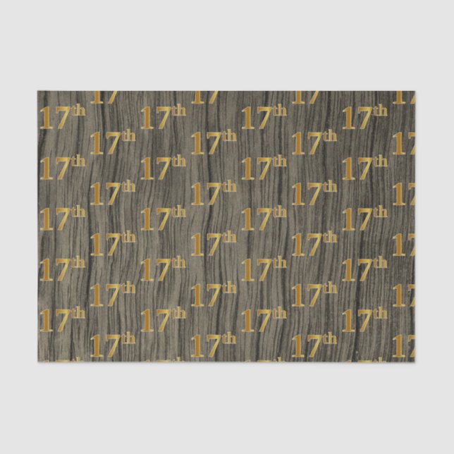 Faux Wood, Faux Gold 17th (Seventeenth) Event Tissue Paper (Front)
