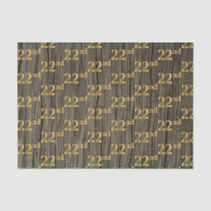 Faux Wood, Faux Gold 22nd (Twenty-Second) Event Tissue Paper