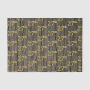 Faux Wood, Faux Gold 27th (Twenty-Seventh) Event Tissue Paper